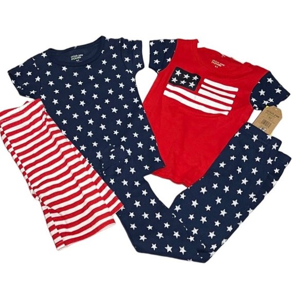 Chick Pea USA 4T NWT 4pc SET stars stripes 4th of July red white blue pajamas PJ - Picture 1 of 4
